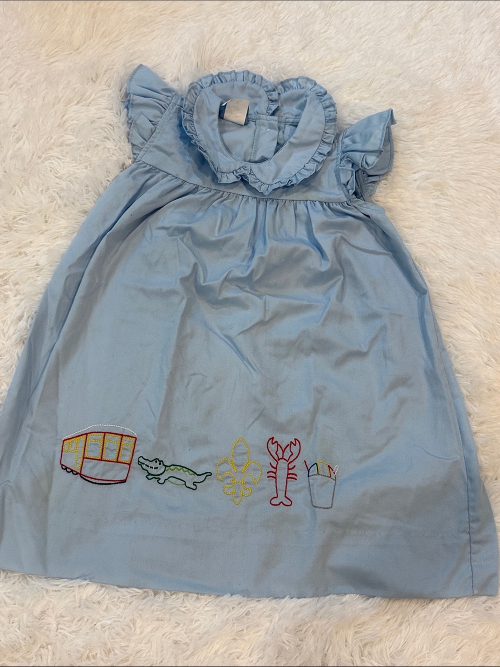 KREWE Light Blue Ruffle Collar Embroidered Kids Dress